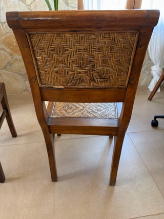 Mesa redonda madera pino macizo y sillas