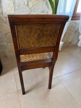 Mesa redonda madera pino macizo y sillas