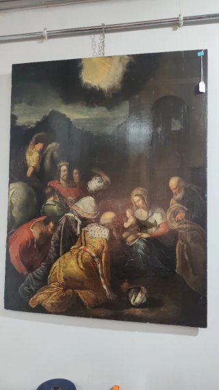 Óleo sobre tabla Adoración de los Reyes