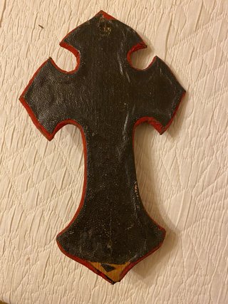 Crucifijo Benditera Antiguo Madera y Metal