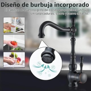 Grifo de cocina negro estilo retro