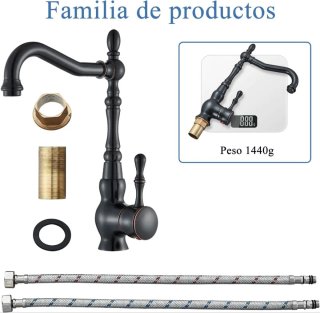 Grifo de cocina negro estilo retro