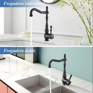 Grifo de cocina negro estilo retro