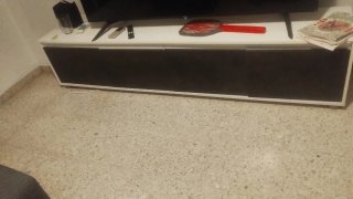 Mueble TV blanco y gris