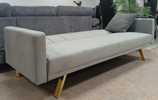 Sofá Cama Terciopelo Gris*, Cómodo. ¡EN OFERTA!