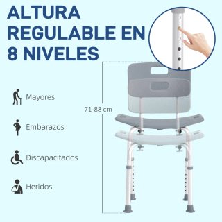Taburete Ducha Silla Baño con Respaldo