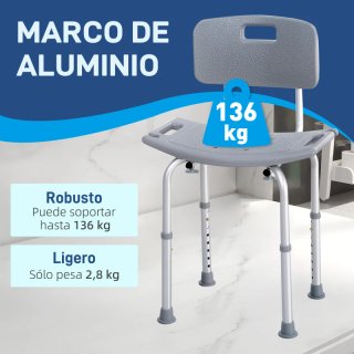 Taburete Ducha Silla Baño con Respaldo