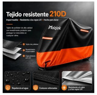 Funda Moto Maizjok XL Impermeable Naranja/Negro