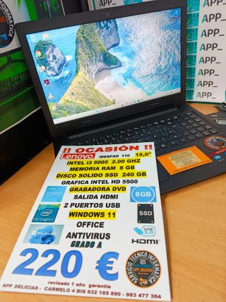 Portátil Lenovo i3 8GB RAM 240GB SSD
