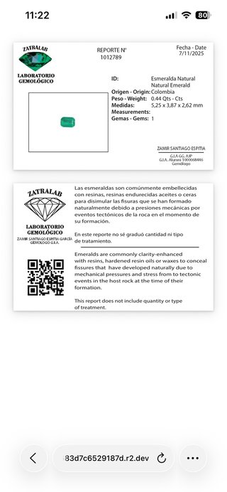 Anillo Oro 18k Esmeralda Colombiana