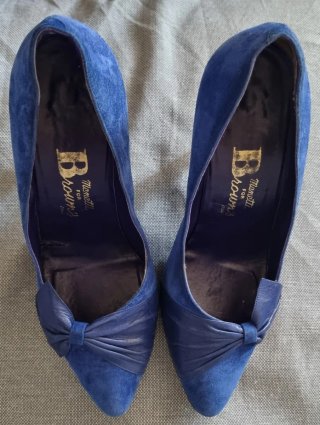 Decolleté camoscio e pelle blu taglia 38 IT 🇮🇹
