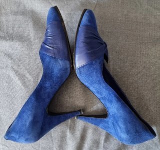 Decolleté camoscio e pelle blu taglia 38 IT 🇮🇹