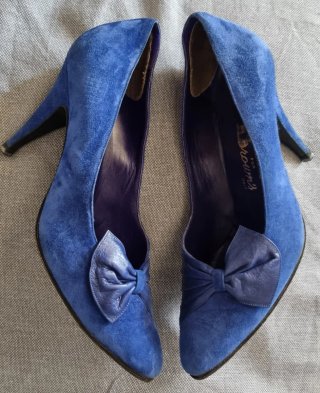 Decolleté camoscio e pelle blu taglia 38 IT 🇮🇹