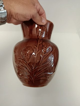 2 Jarrones Cerámica Marrón Vintage