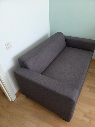 Sofá 2 plazas gris tela