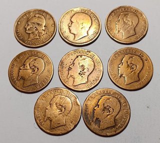 Lote 8 monedas cobre: Argentina, Portugal, Italia