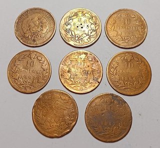 Lote 8 monedas cobre: Argentina, Portugal, Italia