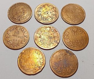 Lote 8 monedas cobre: Argentina, Portugal, Italia