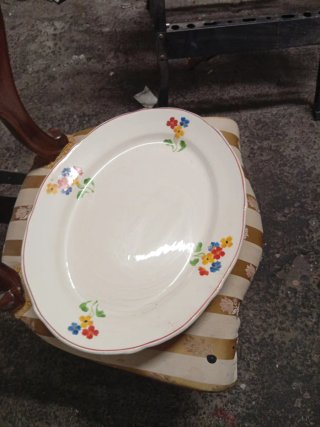 Bandeja porcelana antigua flores multicolor