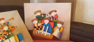 Cuadros musicales infantiles al óleo