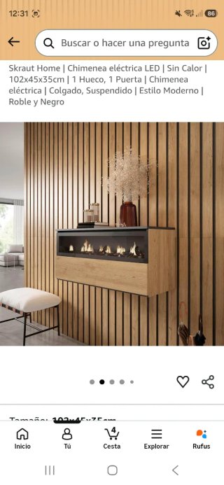 Chimenea Eléctrica LED Skraut Home
