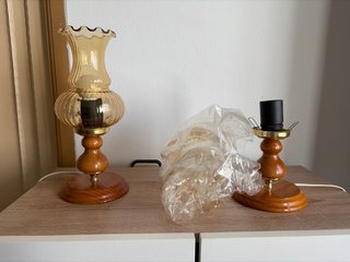 Pareja de lámparas de mesa madera y cristal
