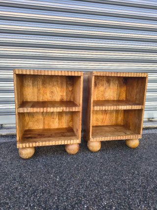 Coppia Comodini Legno 2 Vani Stile Etnico