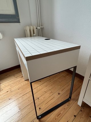 Escritorio Blanco Ikea con Cajón y Baldas