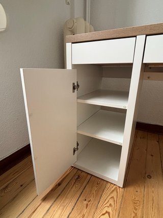 Escritorio Blanco Ikea con Cajón y Baldas