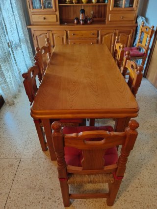 Conjunto mueble comedor madera maciza pino rustico