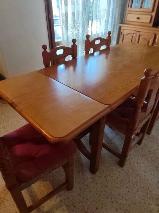 Conjunto mueble comedor madera maciza pino rustico