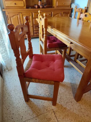 Conjunto mueble comedor madera maciza pino rustico