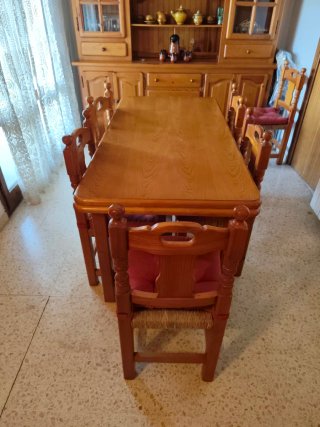 Conjunto mueble comedor madera maciza pino rustico