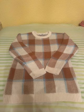 Jersey H&M cuadros marrón y blanco