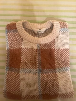 Jersey H&M cuadros marrón y blanco
