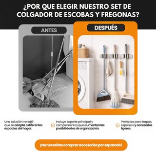 Colgador Escobas y Fregonas Acero Inoxidable