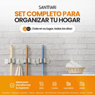 Colgador Escobas y Fregonas Acero Inoxidable