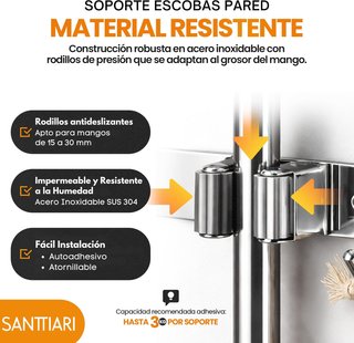 Colgador Escobas y Fregonas Acero Inoxidable