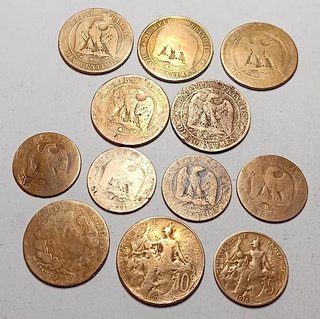 Lote 12 monedas Francia 10c y 5c cobre