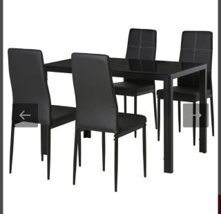 Mesa Comedor Cristal Negra y Metal