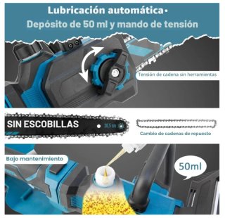 Motosierra Telescópica Recargable (2 Baterías)