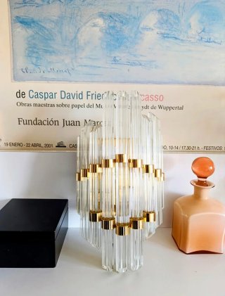 Aplique estilo Venini Años 70 Cristal y Latón
