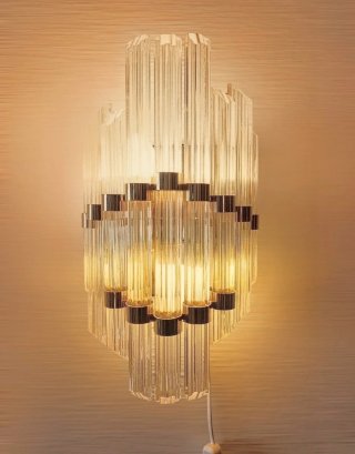 Aplique estilo Venini Años 70 Cristal y Latón