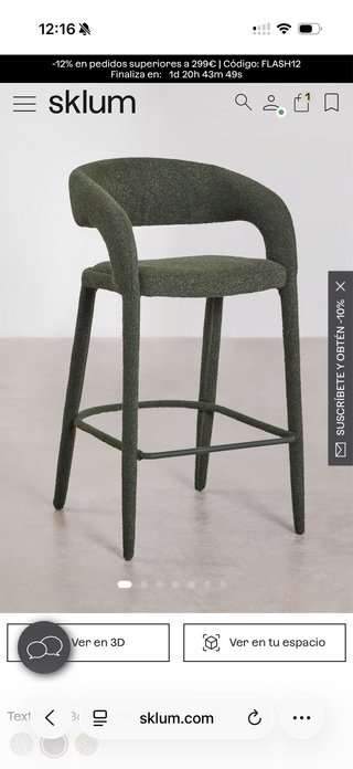 Taburetes altos de bar verdes (2 unidades)