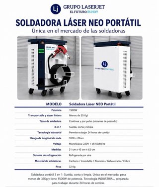 Soldadora láser 1500W con refrigeración por aire