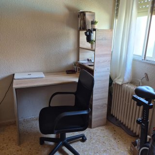 Escritorio con estanterías