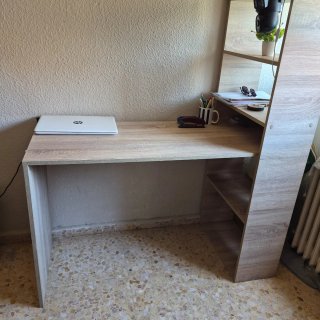 Escritorio con estanterías