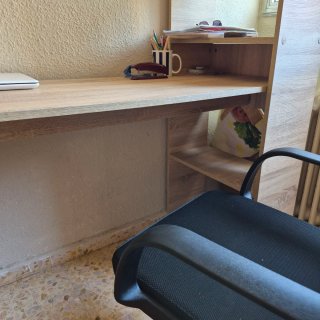 Escritorio con estanterías