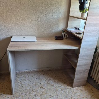 Escritorio con estanterías