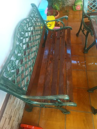Conjunto Terraza Mesa y Sillas Hierro y Madera